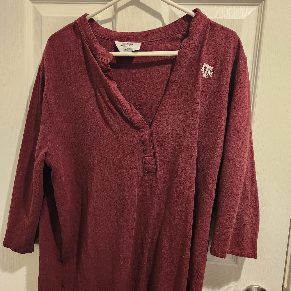 Women's Texas A&M Maroon 3/4 Sleeve Top with Embroidered Logo